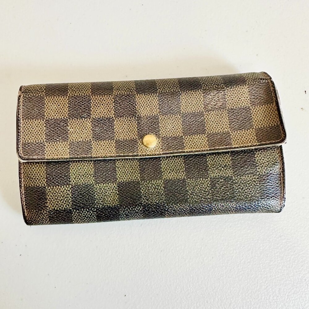 LOUIS VUITTON SARAH DAMIER EBENE BIFOLD INTERNATIONAL LONG WALLET CA0045 VINTAGE